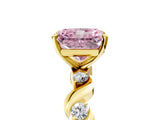Yellow gold Fancy Pink Radiant  Solitaire Twisted Band with Prong Setting 5
