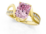 Yellow gold Fancy Pink Radiant  Solitaire Twisted Band with Prong Setting_4