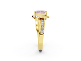 Yellow gold Fancy Pink Radiant  Solitaire Twisted Band with Prong Setting_5