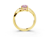Yellow gold Fancy Pink Radiant  Solitaire Twisted Band with Prong Setting_6