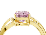 Yellow gold Fancy Pink Radiant  Solitaire Twisted Band with Prong Setting_7