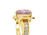 Yellow gold Fancy Pink Radiant  Solitaire Twisted Band with Prong Setting_8
