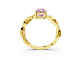 Yellow gold Fancy Pink Radiant  Solitaire Twisted Pave Diamond Ring with Four-Prong Setting_128