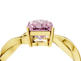 Yellow gold Fancy Pink Radiant  Solitaire Twisted Pave Diamond Ring with Four-Prong Setting_129