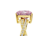 Yellow gold Fancy Pink Radiant  Solitaire Twisted Pave Diamond Ring with Four-Prong Setting_130