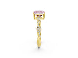 Yellow gold Fancy Pink Radiant  Solitaire Twisted Pave Diamond Ring with Four-Prong Setting_14
