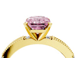 Yellow gold Fancy Pink Radiant  Solitaire with Pavé Band and Four-Prong Setting_314