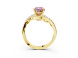 Yellow gold Fancy Pink Radiant  Solitaire with Pavé Twist Band and Four-Prong Setting_59