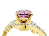 Yellow gold Fancy Pink Radiant  Solitaire with Pavé Twist Band and Four-Prong Setting_60