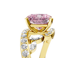Yellow gold Fancy Pink Radiant  Solitaire with Pavé Twist Band and Four-Prong Setting_61