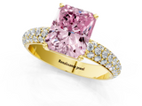 Yellow gold Fancy Pink Radiant  Solitaire with Pave Band and Four-Prong Setting_4