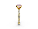 Yellow gold Fancy Pink Radiant  Solitaire with Pave Band and Four-Prong Setting_5