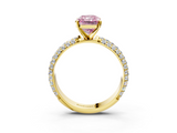 Yellow gold Fancy Pink Radiant  Solitaire with Pave Band and Four-Prong Setting_6