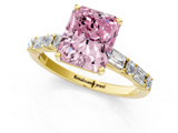 Yellow gold Fancy Pink Radiant  Solitaire with Side Baguettes and Channel Set Band_45