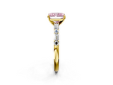 Yellow gold Fancy Pink Radiant  Solitaire with Side Baguettes and Channel Set Band_46