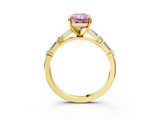 Yellow gold Fancy Pink Radiant  Solitaire with Side Baguettes and Channel Set Band_47
