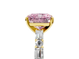 Yellow gold Fancy Pink Radiant  Solitaire with Side Baguettes and Channel Set Band_49