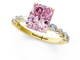 Yellow gold Fancy Pink Radiant  Solitaire with Side Stones on a Pavé Band and Four-Prong Setting_24