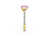 Yellow gold Fancy Pink Radiant  Solitaire with Side Stones on a Pavé Band and Four-Prong Setting_25