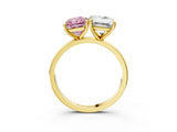 Yellow gold Fancy Pink Radiant  and Emerald Cut Toi Moi Ring with Prong Setting_47