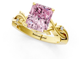 Yellow gold Fancy Pink Radiant cut Solitaire Twisted Band Prong Setting Ring_188