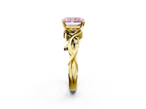 Yellow gold Fancy Pink Radiant cut Solitaire Twisted Band Prong Setting Ring_189