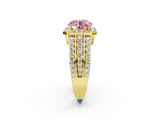 Yellow gold Fancy Pink Round -Cut Halo Diamond Ring with Split Shank and Four-Prong Setting_19