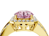 Yellow gold Fancy Pink Round -Cut Halo Diamond Ring with Split Shank and Four-Prong Setting_21