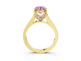 Yellow gold Fancy Pink Round  Brilliant Cut Diamond Engagement Ring with Pavé Band and Four-Prong Setting_32