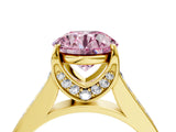 Yellow gold Fancy Pink Round  Brilliant Cut Diamond Engagement Ring with Pavé Band and Four-Prong Setting_33