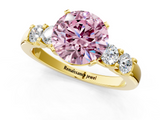 Yellow gold Fancy Pink Round  Brilliant Cut Diamond Five-Stone Prong Set Engagement Ring with Channel Band_1