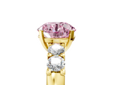 Yellow gold Fancy Pink Round  Brilliant Cut Diamond Five-Stone Prong Set Engagement Ring with Channel Band_5