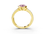 Yellow gold Fancy Pink Round  Brilliant Diamond Channel Set Wide Band Ring with Bezel Setting_3