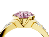 Yellow gold Fancy Pink Round  Brilliant Diamond Channel Set Wide Band Ring with Bezel Setting_4