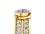 Yellow gold Fancy Pink Round  Brilliant Diamond Channel Set Wide Band Ring with Bezel Setting_5