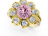 Yellow gold Fancy Pink Round  Brilliant Flower Halo Diamond Split Shank Ring_27