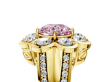 Yellow gold Fancy Pink Round  Brilliant Flower Halo Diamond Split Shank Ring_31