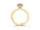 Yellow gold Fancy Pink Round  Brilliant Pavé Band Solitaire with Four-Prong Setting_21