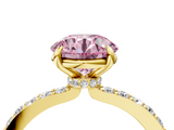 Yellow gold Fancy Pink Round  Brilliant Pavé Band Solitaire with Four-Prong Setting_22