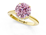 Yellow gold Fancy Pink Round  Brilliant Solitaire Engagement Ring with Six-Prong Setting and Classic Band_1