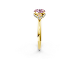 Yellow gold Fancy Pink Round  Brilliant Solitaire Engagement Ring with Six-Prong Setting and Classic Band_2