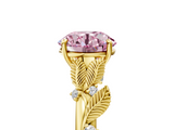 Yellow gold Fancy Pink Round  Brilliant Solitaire with Leaf Motif Band and Four-Prong Setting_38