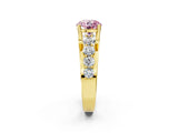 Yellow gold Fancy Pink Round  Brilliant Solitaire with Side Stones on a Pave Band and Four-Prong Setting_14