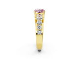 Yellow gold Fancy Pink Round  Brilliant Solitaire with Side Stones on a Pave Band and Four-Prong Setting_26