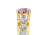 Yellow gold Fancy Pink Round  Brilliant Solitaire with Side Stones on a Pave Band and Four-Prong Setting_29