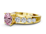 Yellow gold Fancy Pink Round  Brilliant Solitaire with Side Stones on a Pave Band and Four-Prong Setting_64