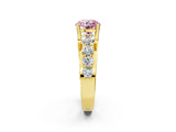 Yellow gold Fancy Pink Round  Brilliant Solitaire with Side Stones on a Pave Band and Four-Prong Setting_66