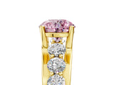 Yellow gold Fancy Pink Round  Brilliant Solitaire with Side Stones on a Pave Band and Four-Prong Setting_69