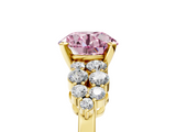 Yellow gold Fancy Pink Round  Cluster Diamond Engagement Ring with Pavé Band and Four-Prong Setting_5