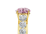 Yellow gold Fancy Pink Round Cut Brilliant Diamond Pavé Band with Six-Prong Setting_17